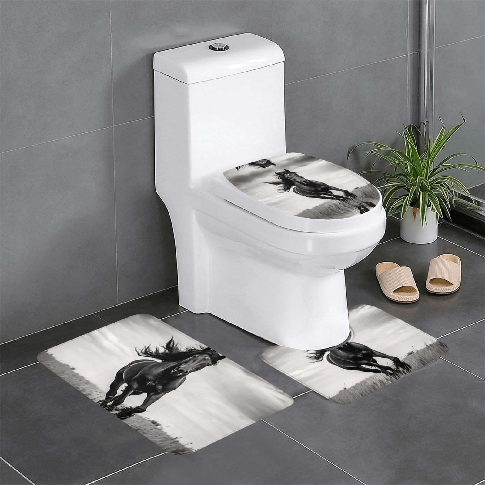 Tapis de sol antidérapant lot de 3 étalon noir 61x40.6 cm lavable