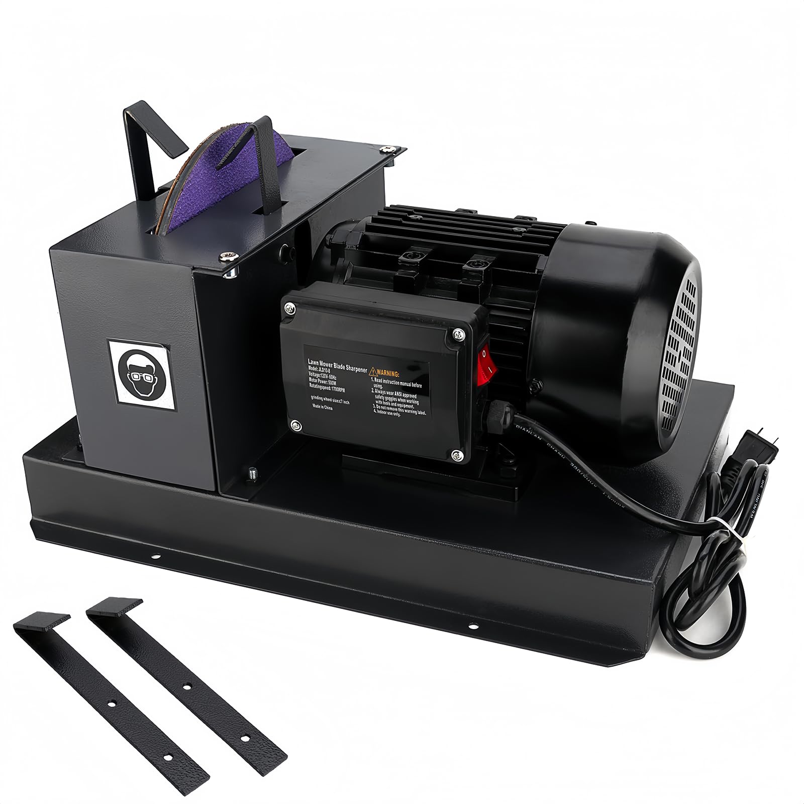 TOPVOP auto Professional Lawn Mower Blade Grinder | 1HP 750W 9" Ceramic Wheel with Adjustable Angle Bracket for Lawn Mower Blades | High/Low Lift