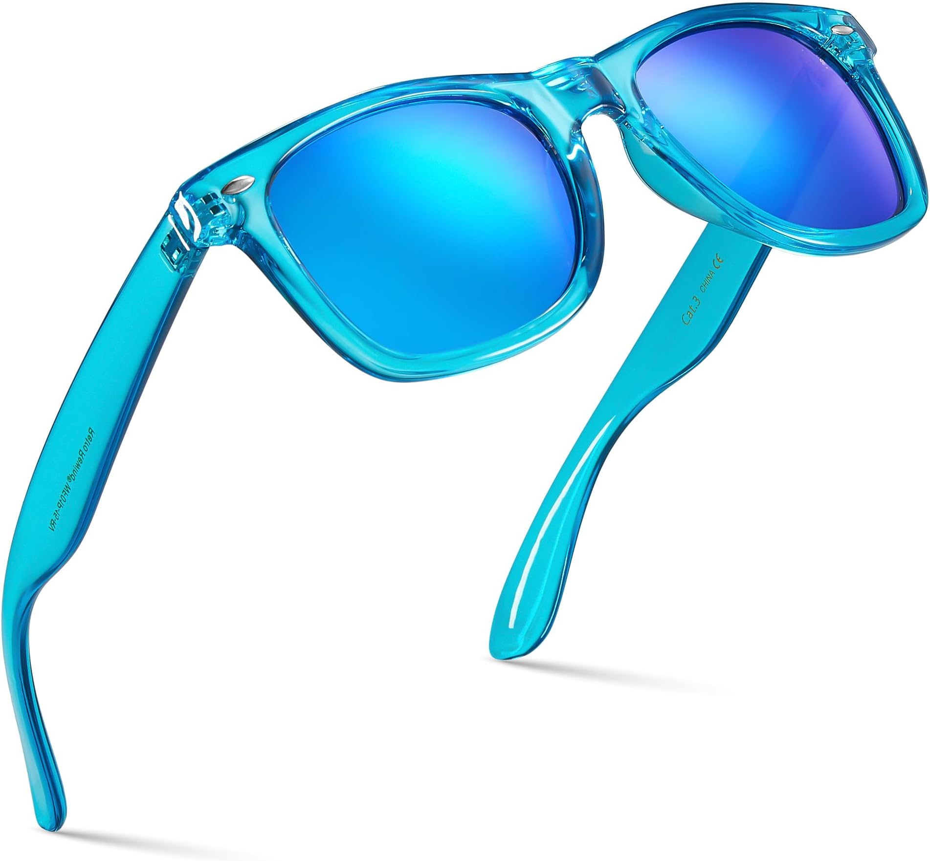 Translucent Frame Colorful Neon 80s Mirrored Sunglasses for Men Women