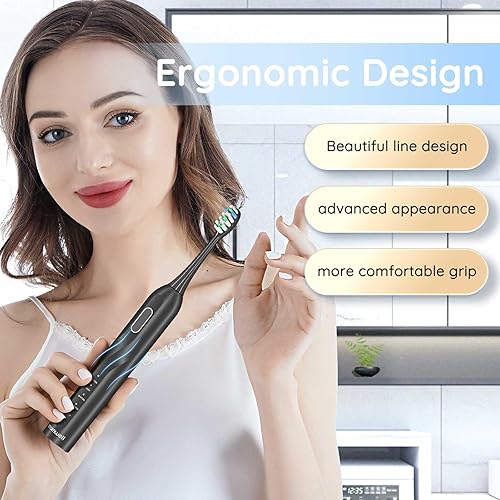 Miniatura 2 de Cepillo de dientes eléctrico sónico, cepillo de dientes sónico con 5 veces más potencia de limpieza eficaz, cepillo de dientes eléctrico recargable