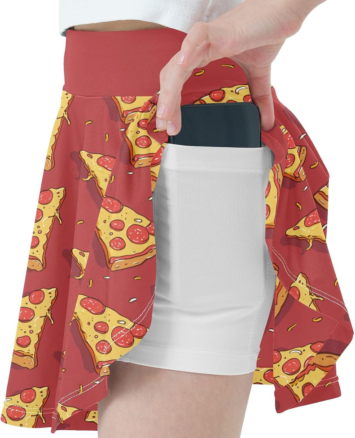 visesunny Italian Sausage Pizza Girl's Golf Skirt Athletic Tennis Skort Sport Activewear with Double Layer Pockets