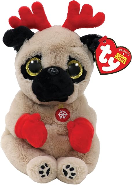 Ty UK Mittens Dog Brown Beanie Belly | Christmas 2022 Beanie Baby Soft Plush Toy | Collectible Cuddly Stuffed Teddy, Multicolor, 41044