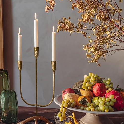 Miniatura 6 de Candelabros de metal de hierro fundido de 3 velas, portavelas de 15 pulgadas de alto, candelabros para eventos de boda, soporte de vela de latón