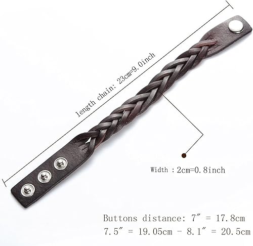 Miniatura 6 de CCBFY Pulsera de cuero genuino trenzada deportiva ancha pulsera punk joyería para hombres y mujeres