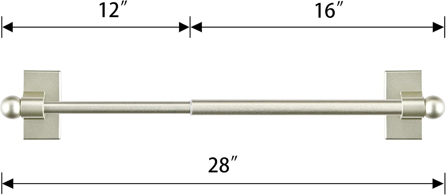 Magnetic Curtain Rods Multi-Use Adjustable Appliance Metal Doors Magnetic Rods, 16-28 Inch, 1/2 Inch Diameter, 4 Pack,Nickel
