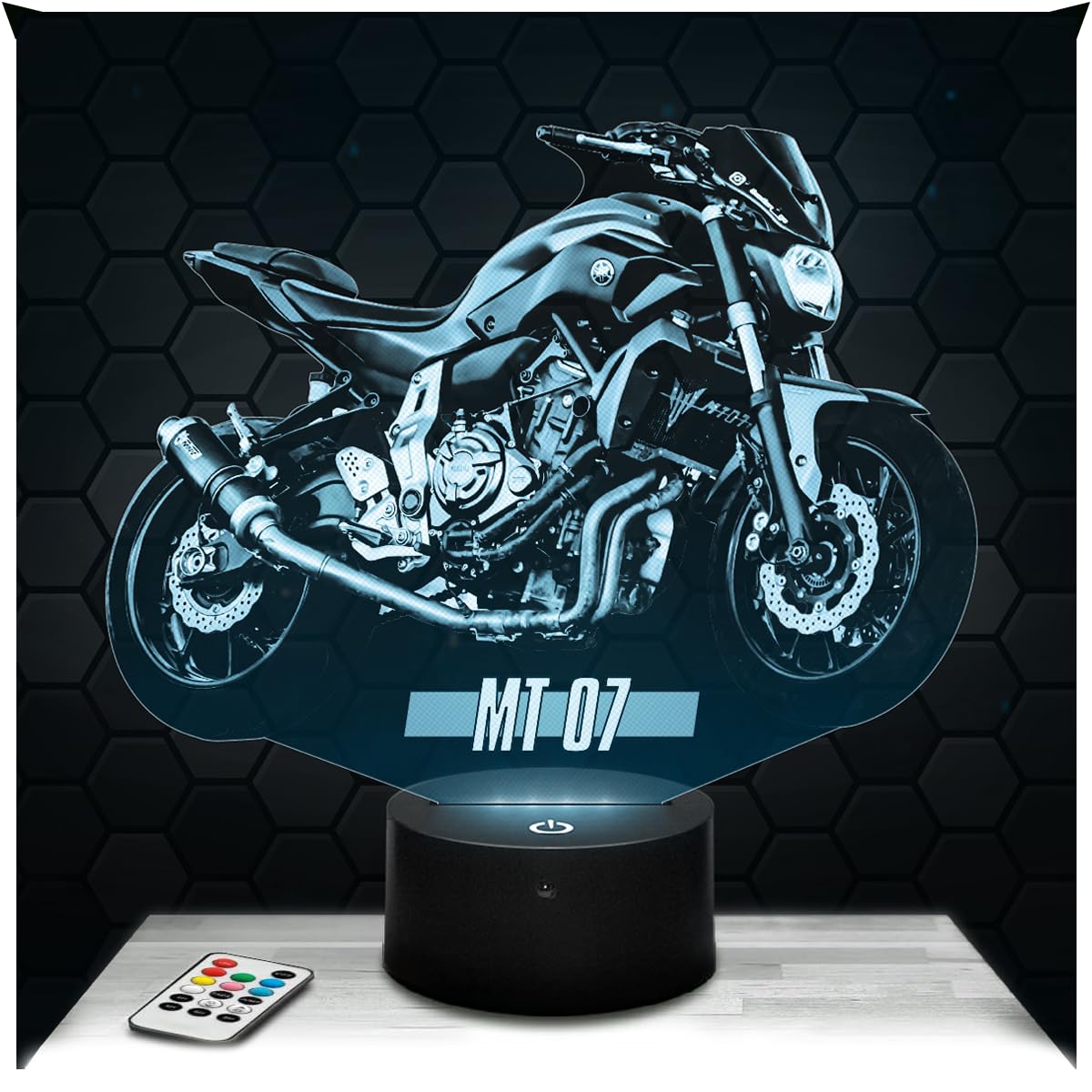 Lampephoto.fr - Moto MT 07 Y Biker 3D Lamp Decoration, Gift idea for Men, Moto MT 07 Y Adult Night Light Room Decor. Original Christmas, Gift idea for Men, Led Bedside, Gifts Merchandising