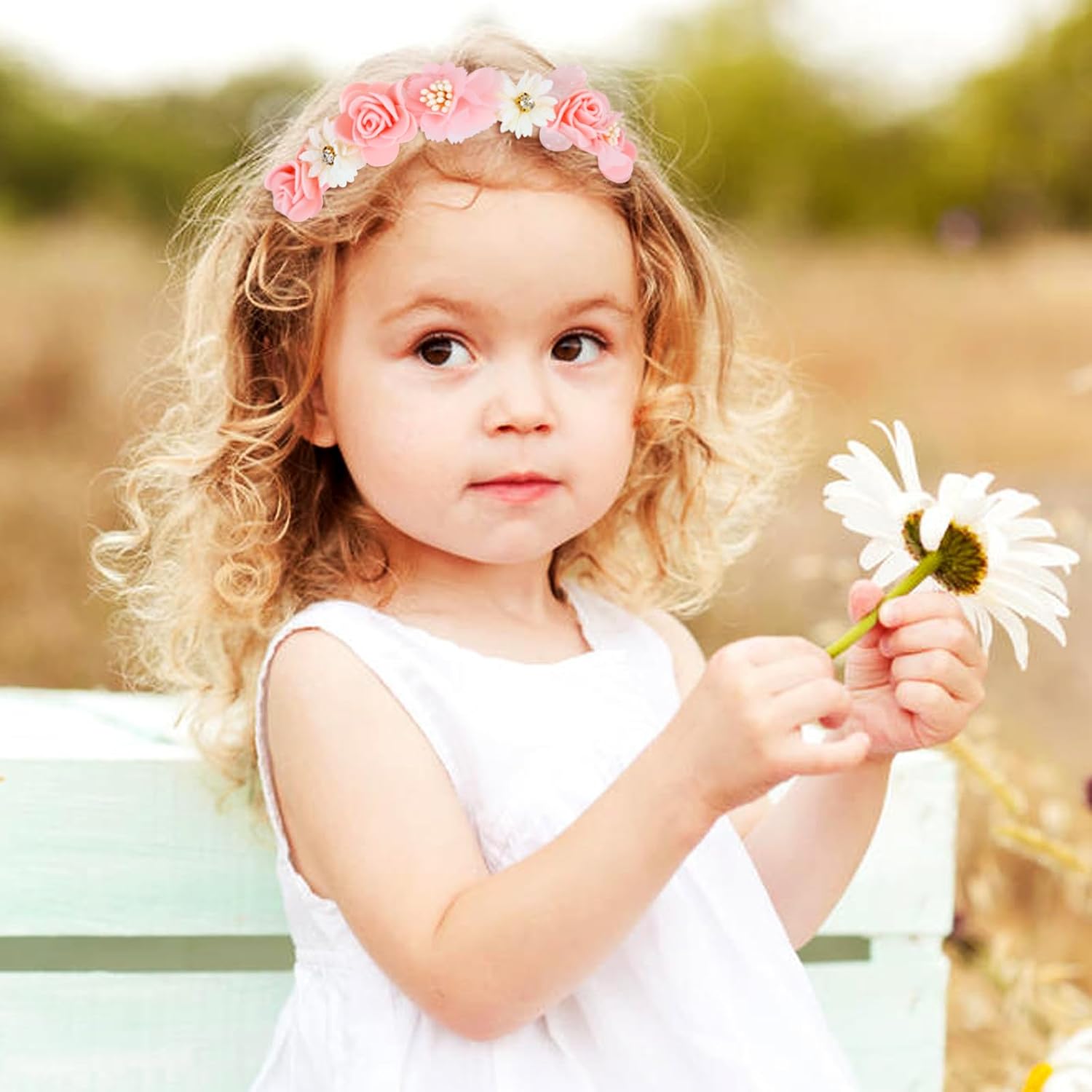 4 Pieces Plastic Sweet Pink Flower Headbands Floral Hair Bands Hoops Accessories for Toddlers Kids Girls Teens - Image 6