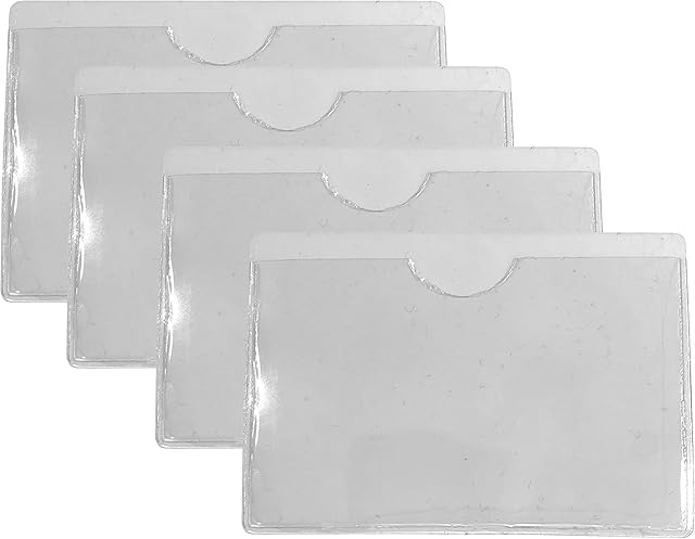 PCL Media Ltd® Sticky Backed Thumb Cut Self Adhesive Pocket for Membership, Slimmers World, Weight Watcher Cards (Pack of 4) - Self Adhesive Business Card Pocket