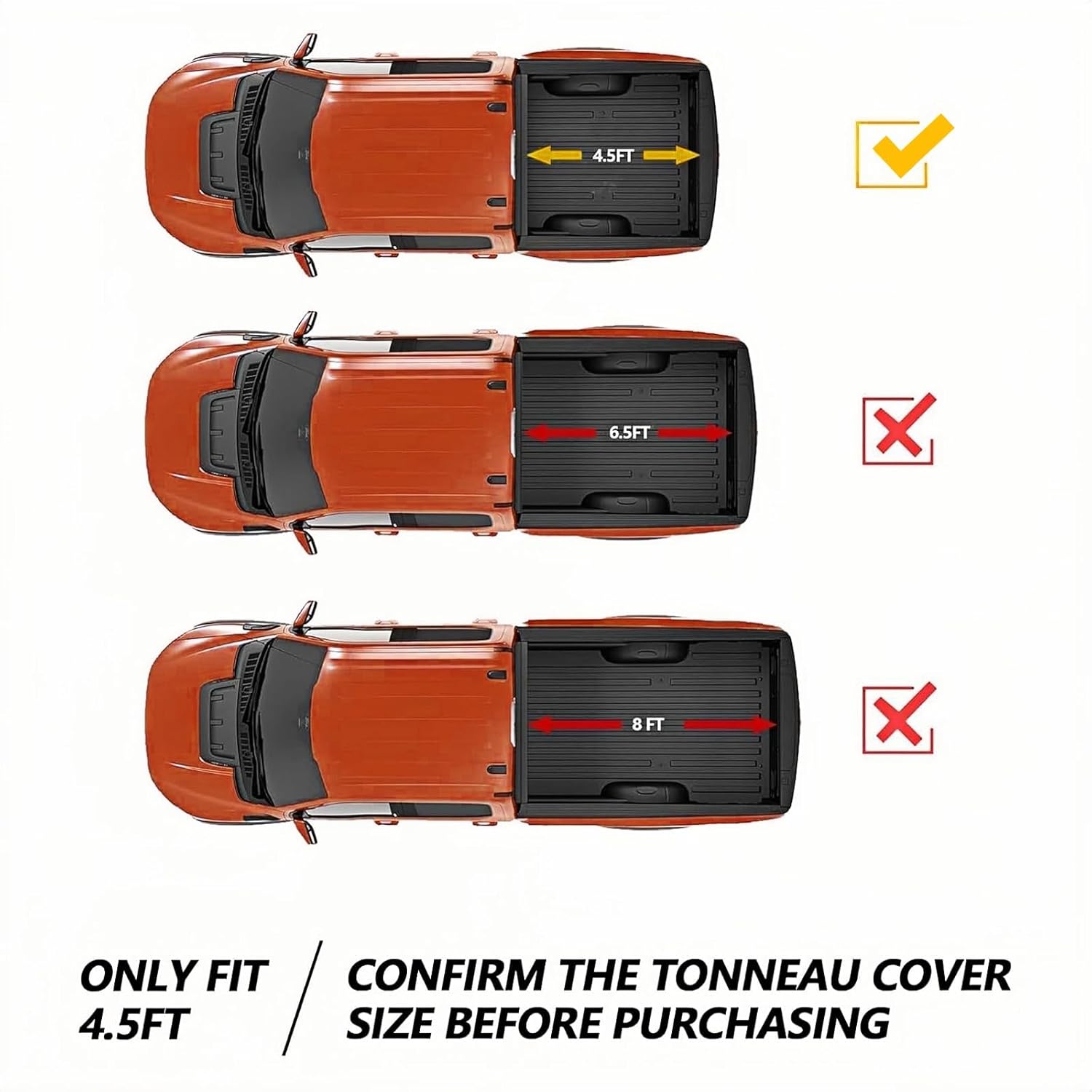 4.6ft Long Hard Folding Truck Bed Tonneau Cover Compatible with 2022 2023 2024 2025 Ford Maverick | 4.5ft Bed | Waterproof & Theftproof | FRP | No Drilling Required | Privacy Protection with Lock