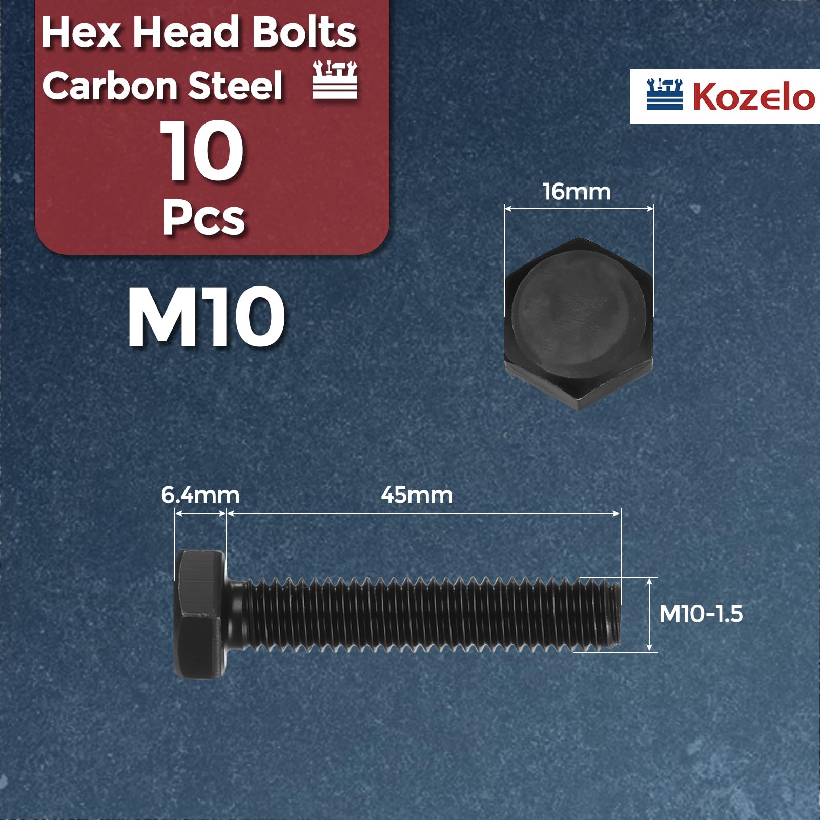 Kozelo 10 Pcs Hex Head Screws Bolts - Image 2