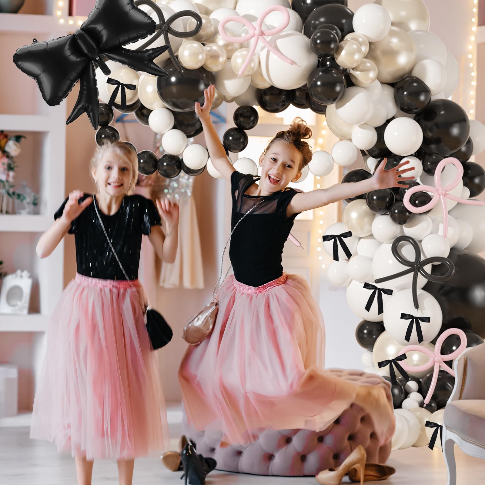 Amazon.com: 159Pcs Black & White Bow Balloon Arch Kit With Double 