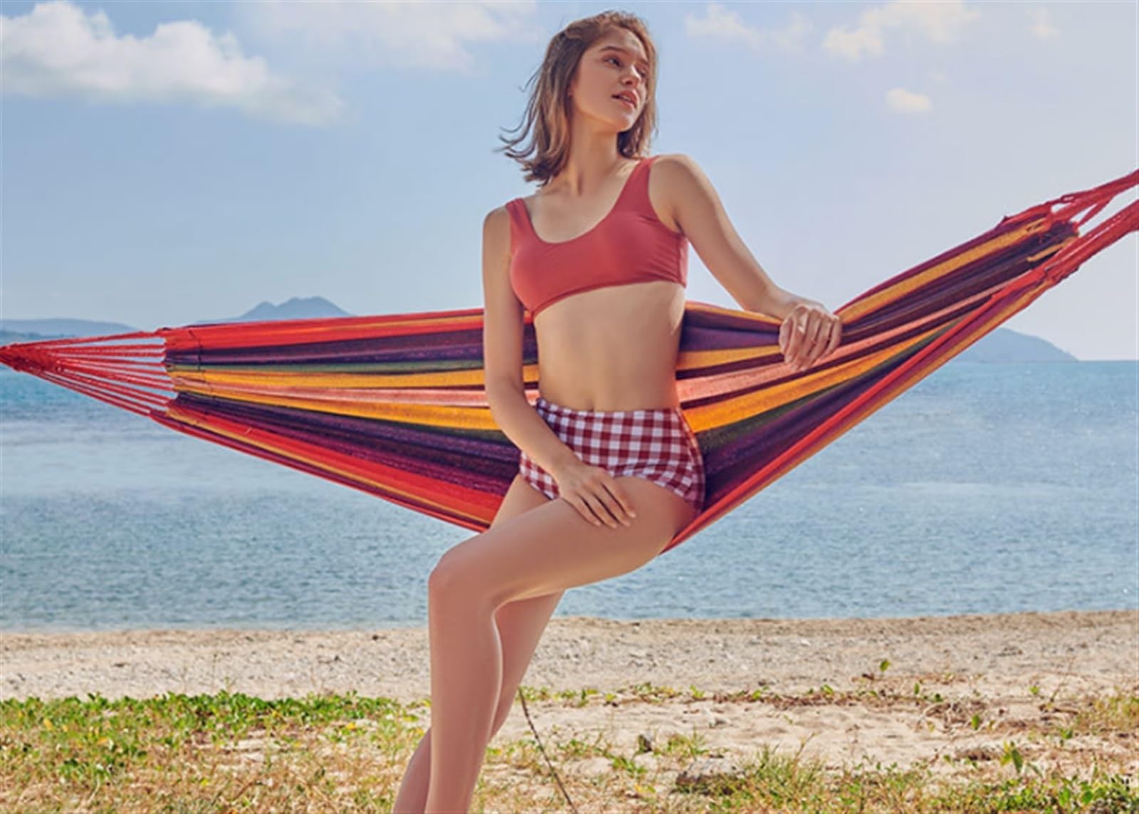 Hamak Ultralekki, Hammock 200x100 Cm Pojedynczy Hamak Ogród Wypoczynek Na Świeżym Powietrzu Grube Płótno Huśtawka Kempingowy Z Plecakiem na Kemping, na Zewnątrz(Blue)