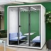 Sound Proof Mobile Office Pod Booth, Glass Door LED Lights, Includes Furniture Table. Best for Private Meeting Office Phone Call Piano Study Sleep More,50.3in