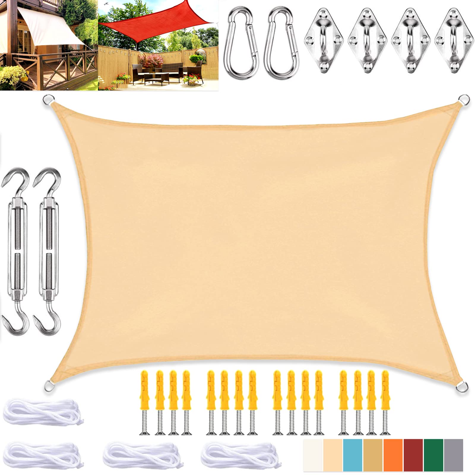 Voile d'ombrage pour terrasse et jardin extérieur imperméable contre les UV
