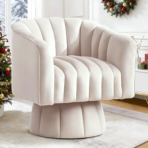 YSICK Swivel Accent Chair,360°Swivel Barrel Chairs, Mid-Century Chair with Wide Upholstered, Modern Velvet Fabric, Round Armchair for Living Room, Lounge, Bedroom