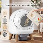 Automatic Cat Litter Box, Self Cleaning Litter Box for Multiple Cats, Smart App Control, Safety Sensors, 15-Day Odor Control, Large Capacity Cat Litter Box for Cats up to 18 lbs, White