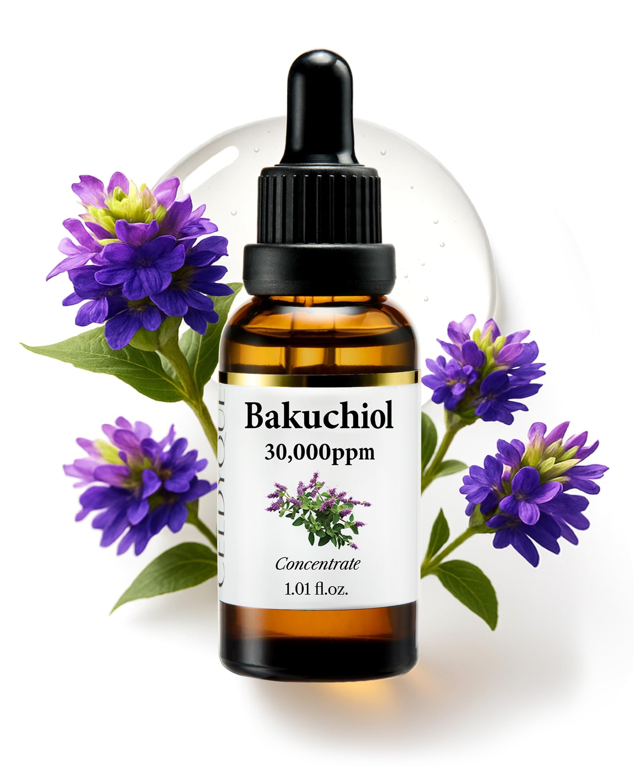 Korean Bakuchiol Concentrate DIY Mix-in Serum 30,000 ppm - High Potency Retinol Alternative | Wrinkle Reduction Skin Firming & Smoothing - Anti-Aging Sensitive Skin Vegan & Cruelty-Free Non-GMO 1 oz