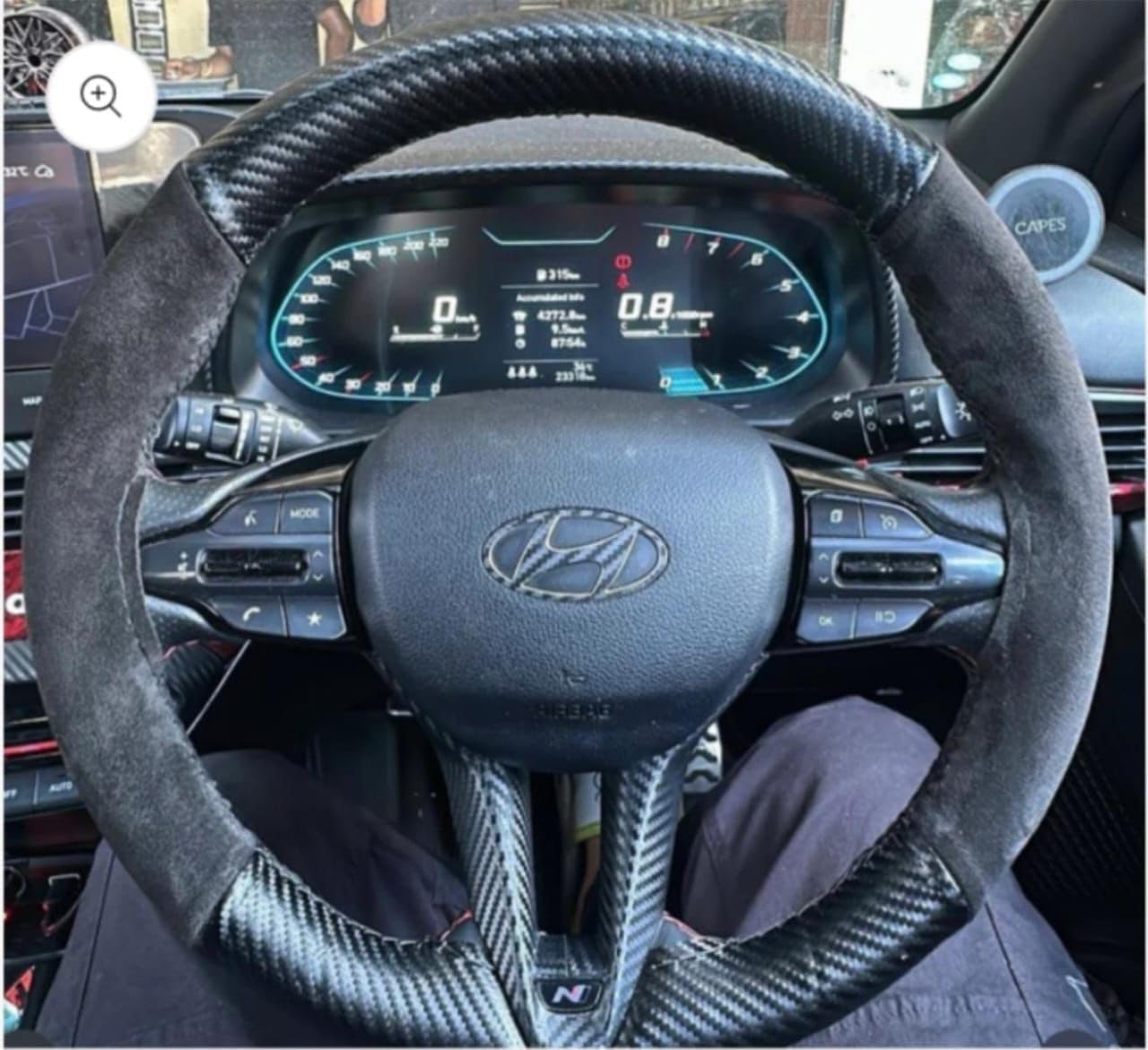 Modsworld Black Alcantara and Carbon Fiber Steering Wheel Grip Cover for car Steering Soft Durable Universal fit for All car Steering Grip Cover with Stiching Thread.-image-30