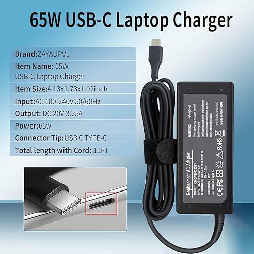 Miniatura 2 de Cargador universal de 65 W USB C para laptop tipo C Chromebook cargador para HP Laptop/Eevy; Dell Latitude; Lenovo ThinkPad/Yoga y más Chromebook
