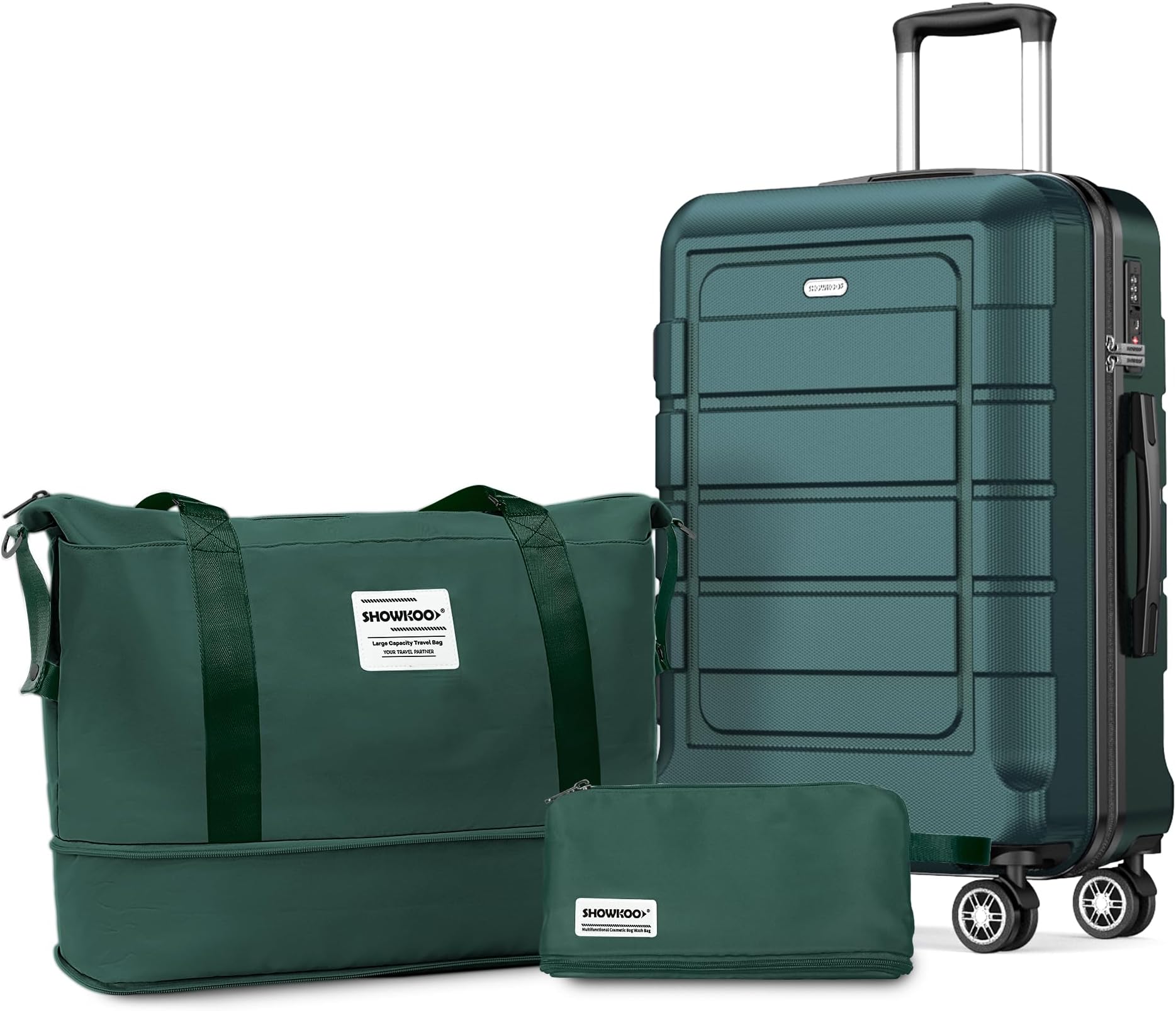 SHOWKOO Luggage Hardside Expandable PC+ABS Durable Lightweight Carryon Travel Suitcase with Double Wheels