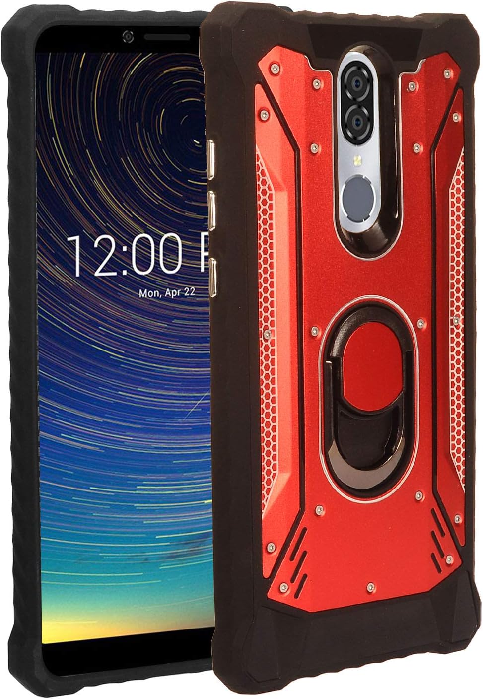 Eagle Cell for Coolpad Legacy 6.36" (2019) 3705A - Aluminum Metal Hybrid Ring Stand Phone Case - ZY0 Red