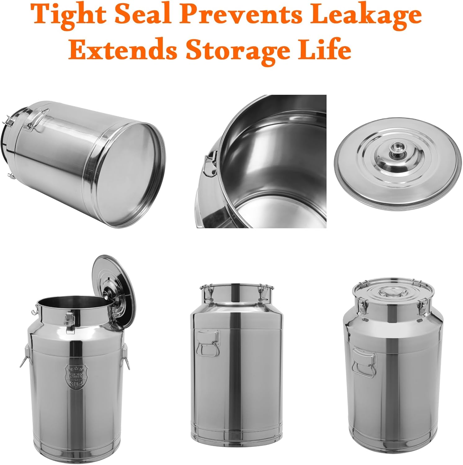 76L Stainless Steel Milk Can Water Jug with Handle and Airtight 4-Point Lock Lid,Milk Dispenser & Wine Jug, Large Storage Container Tank with Locking Lid for Milk Oil Beverage Grain Wine