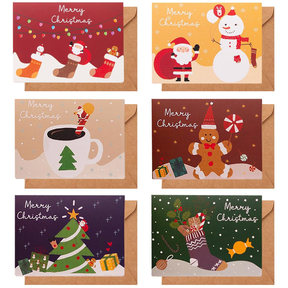 Amazon | クリスマスカード 12枚セット グリーティングカード