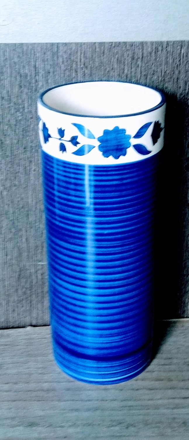Buy Dilli Haat HandPainted Glass Shape Ceramic Long Flower Vase (Blue