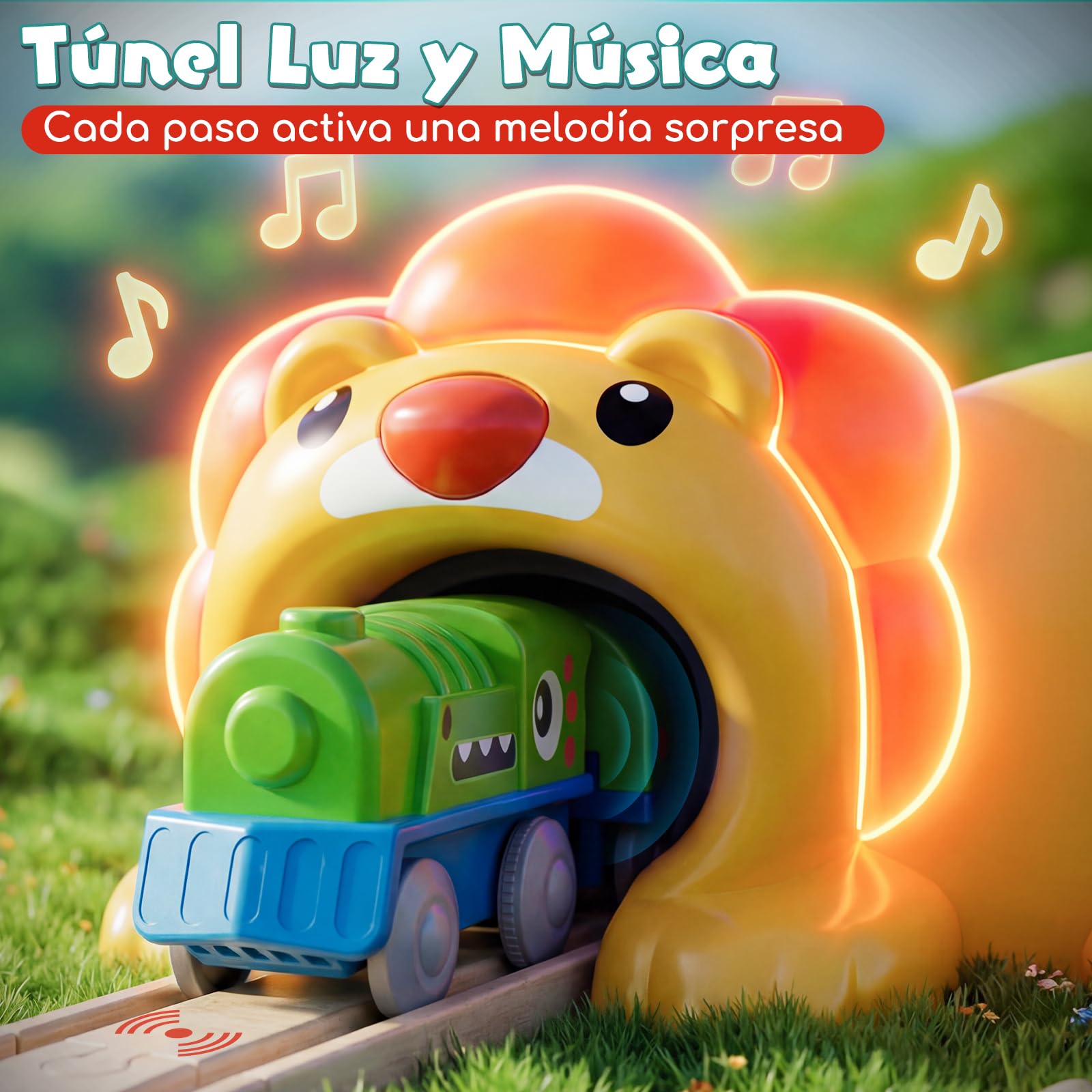 Lehoo Catsle Tren Juguete con Locomotora de Dinosaurios, Tren Electrico Juguete Niños 3+ Años, Juguetes de Mader, Tren Eléctrico Infantil, Regalo para Niño
