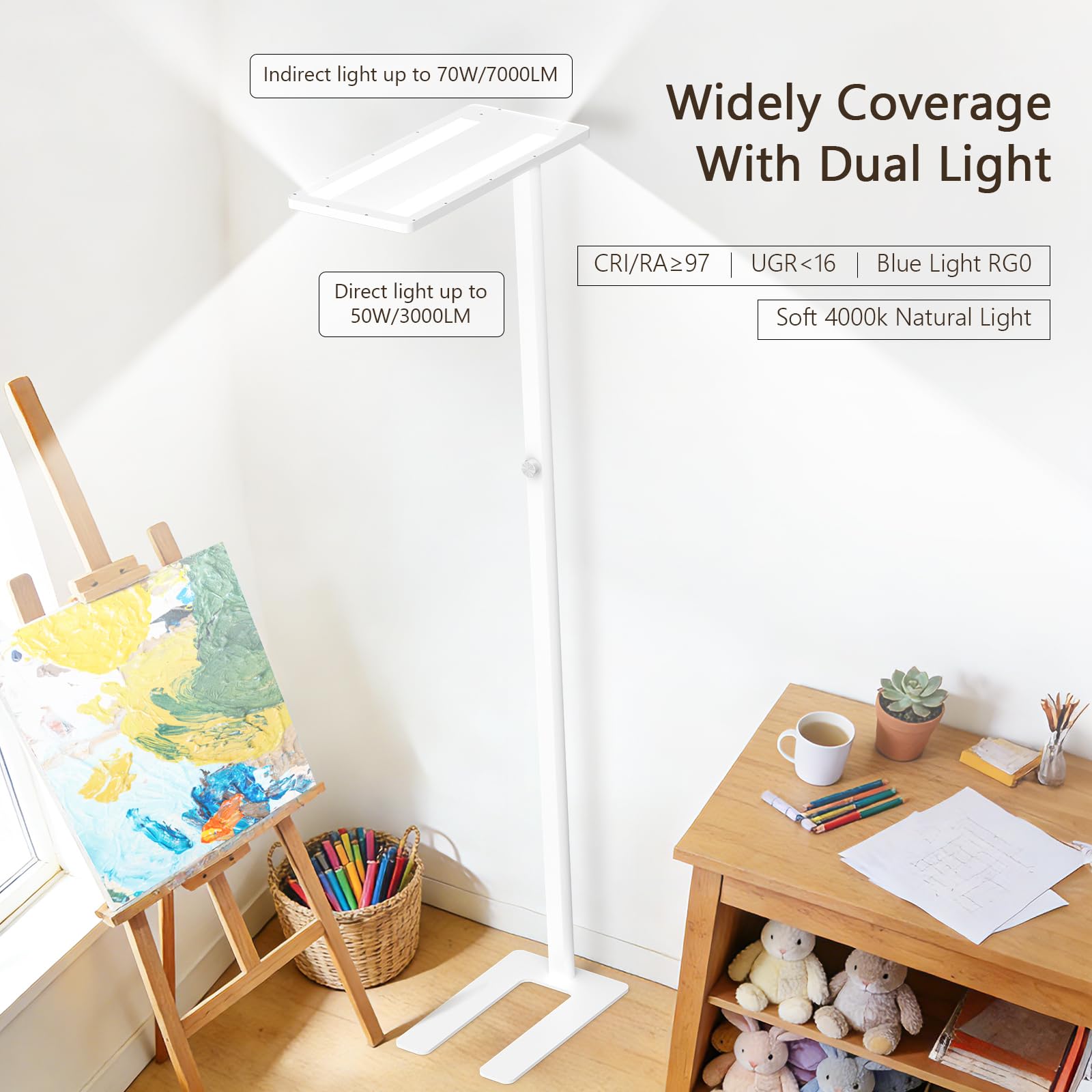 120W Led Floor Lamp 10000LM Full Spectrum Eye Care Reading Lamp 77 Knob Dimming Tall Floor Lamp with — view 4