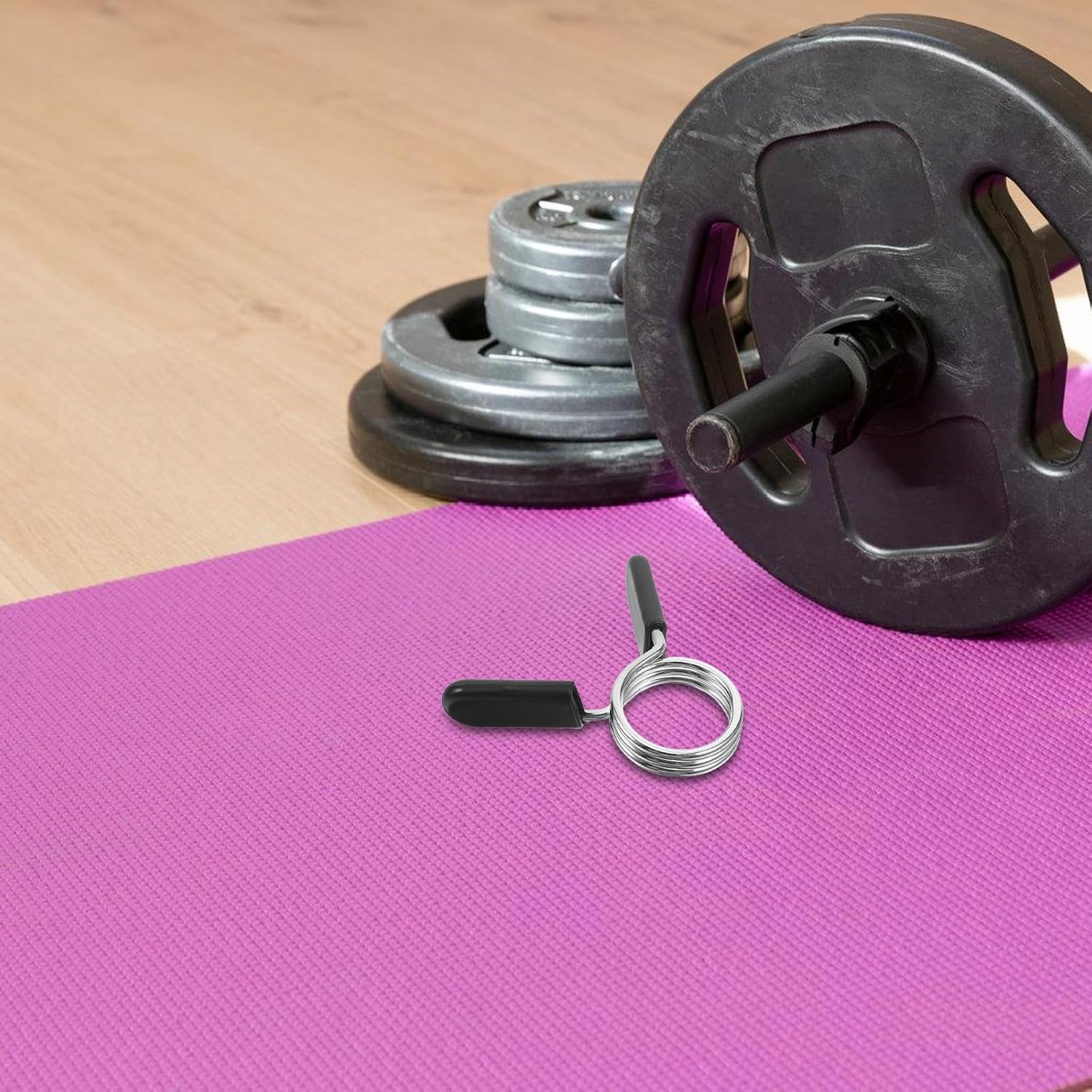 Veemoon Barbell Spring Clips Weight Plates and 4pcs 30mm Bars Black image 4