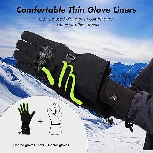 Miniatura 5 de Guantes térmicos para hombres y mujeres, guantes delgados para calentar con batería eléctrica recargable de invierno, guantes térmicos para