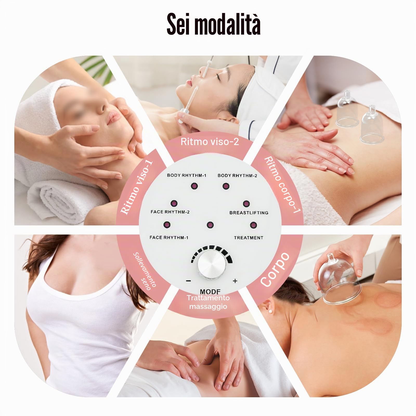 Massaggiatore a vuoto, set di massaggio elettrico coppettazione, con 3 pompe, può 360,6 modalità, massaggiatore per la bellezza del corpo, per la correzione, la modellazione e il massaggio