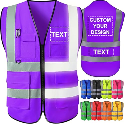 Miniatura 10 de Chaleco de seguridad personalizado para hombre, bolsillos con logotipo, chalecos reflectantes de alta visibilidad, ropa de trabajo de seguridad para