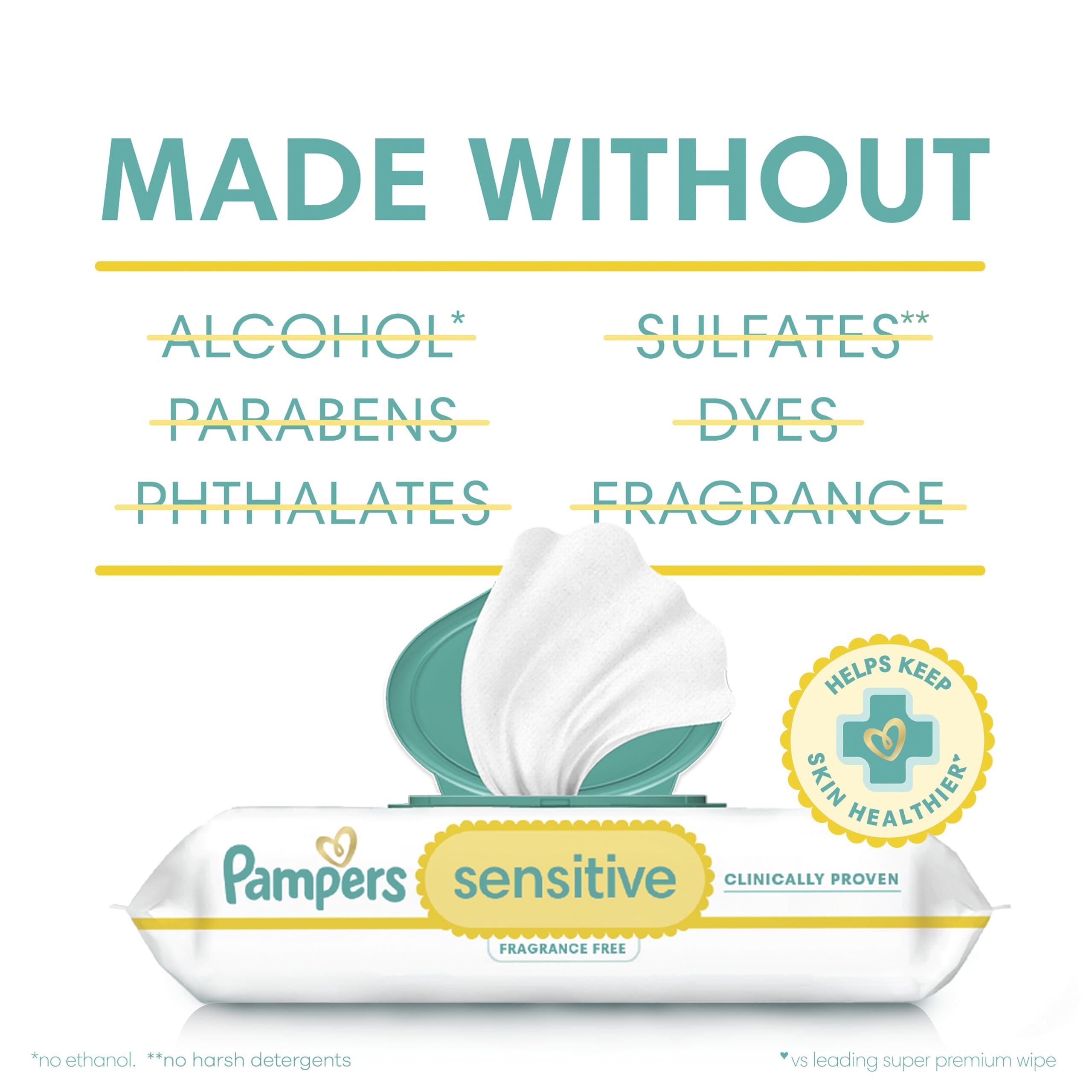 Pampers Sensitive - Toallitas húmedas para bebé, 1008 unidades, a base de agua, hipoalergénicas y sin perfume (el embalaje puede variar)