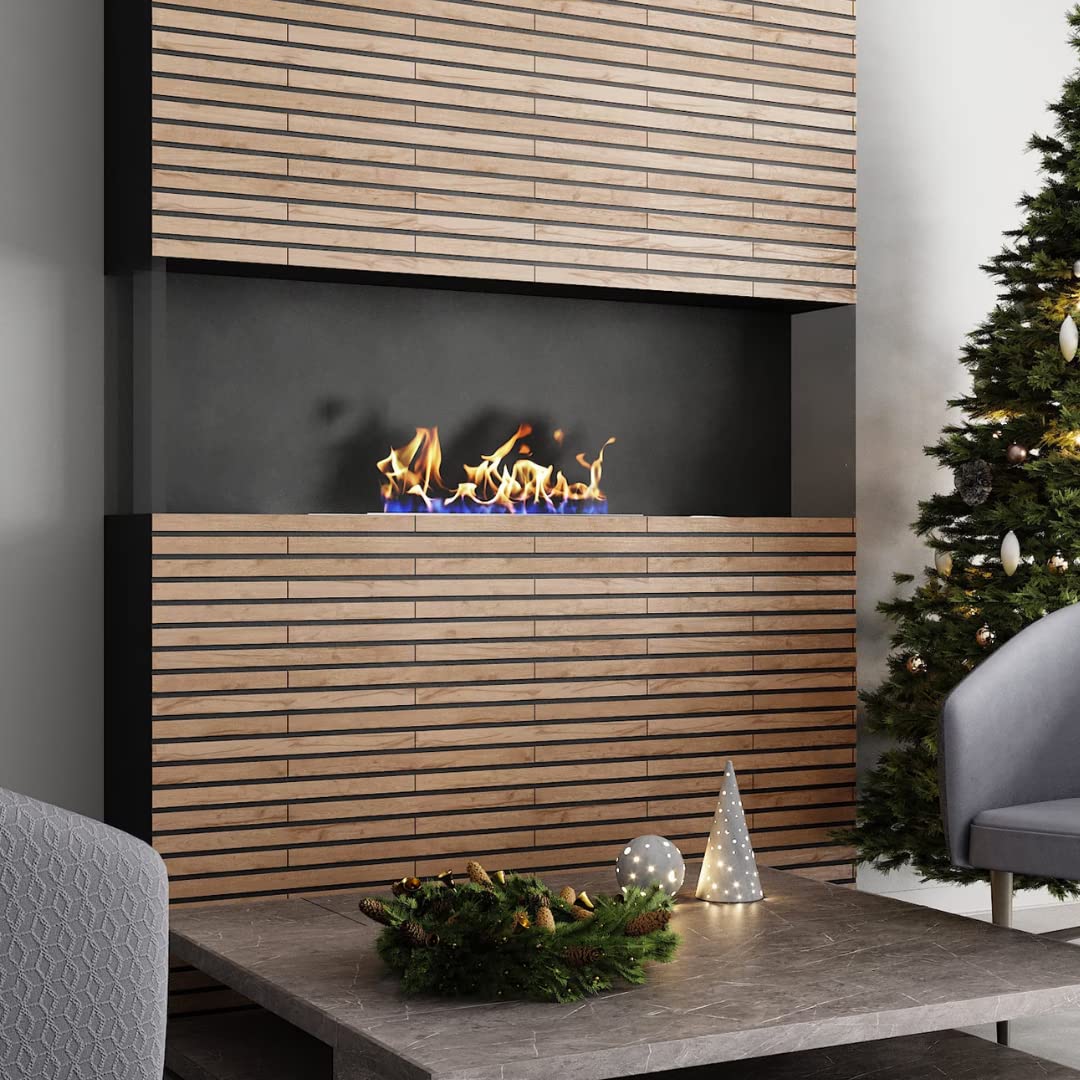 ABACHI WOOD Decorative Wooden Slats Self-Adhesive, Easy Installation with 3M Tape, Ceiling and Wall Panels, Pack of 30 Units, Various Sizes, Home Decoration and Warmth (White)