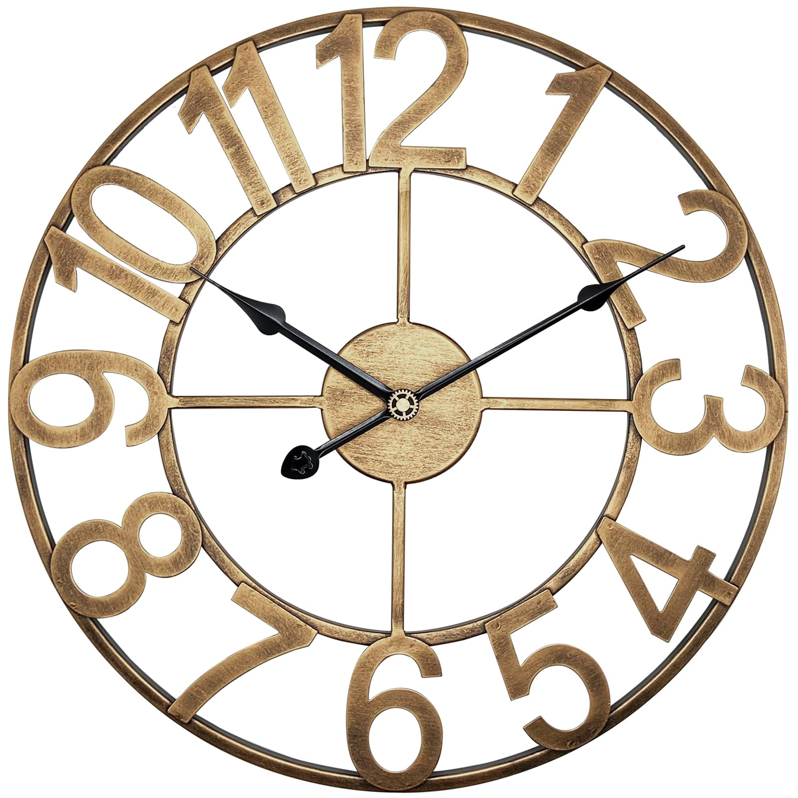 Horloge murale silencieuse sans tic-tac pendule moderne dorée à pile intérieur