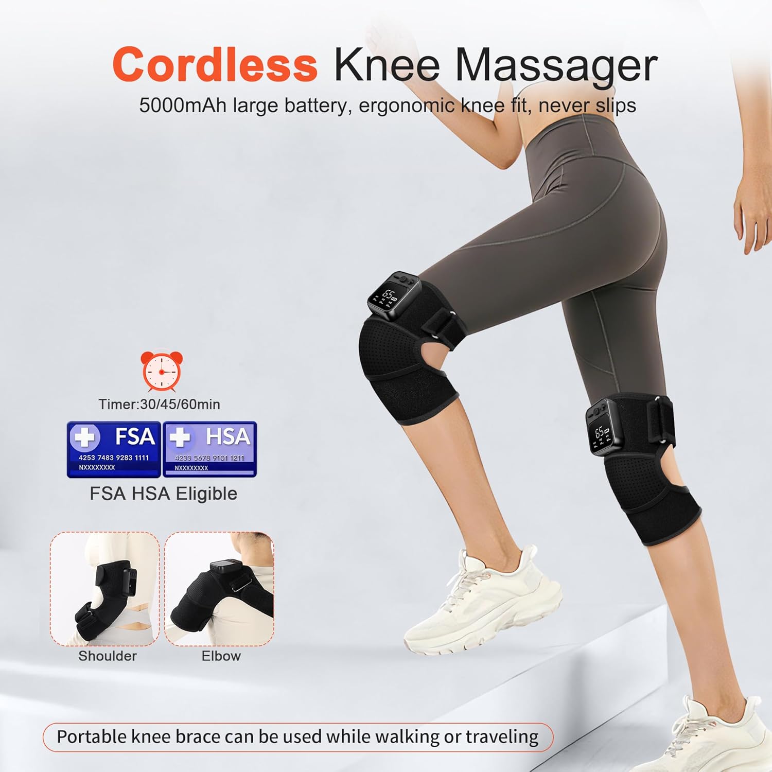 Knee Massager with Heat for Pain Relief V5.0[2026 Upgraded] - Electric Cordless Heated Knee Brace with 6 Heat Levels and 3 Vibration Massage Mode, for Men Women (Black, 2-Pack) - Image 4