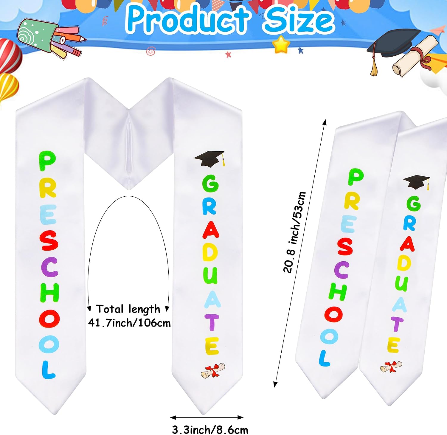 Preschool & Kindergarten Graduation Stole 2026, Unisex Kinder Preschool Graduation Sash for Kids Graduation Gift 2026