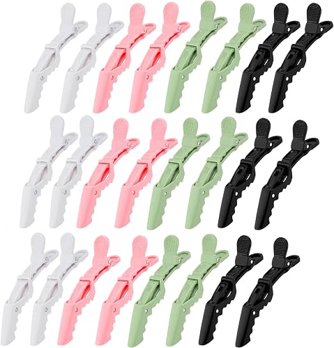 Ondder 24 Pack Alligator Hair Clips for Styling Sectioning Larger Salon Pro Hair Clips for Barber Clips for Hair Coloring, Cutting, Sectioning Big Gator Cutting Hair Clips Salon Alligator Clips for
