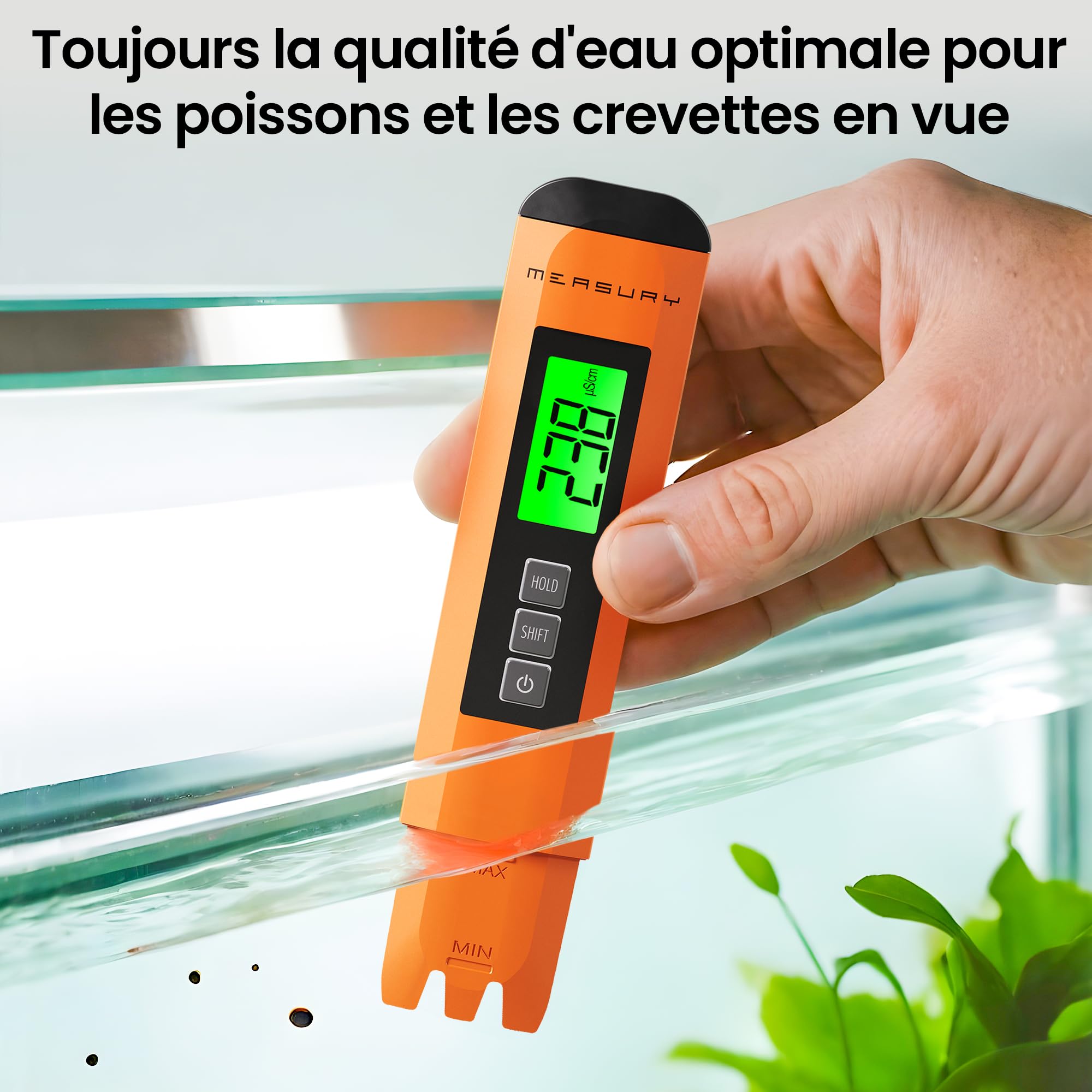 Measury Testeur TDS et Testeur EC - Conductimetre, Testeur Eau Aquarium, Testeur Eau Piscine - Testeur d'eau Potable