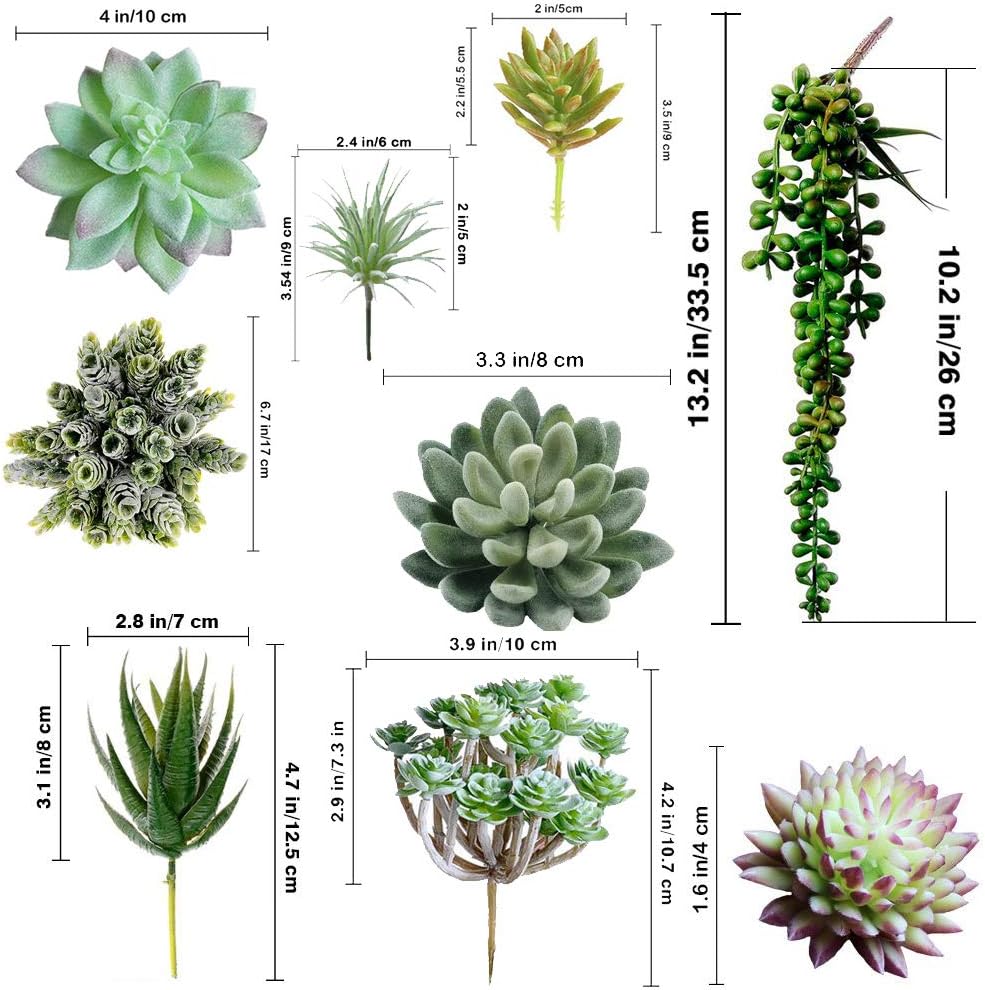 MAXZONE 16 Pack Artificial Succulent Create Realistic Succulent Flocking Plants Unpotted Fake Succulents Plant for Lotus Landscape Decorative Garden Arrangement Decor