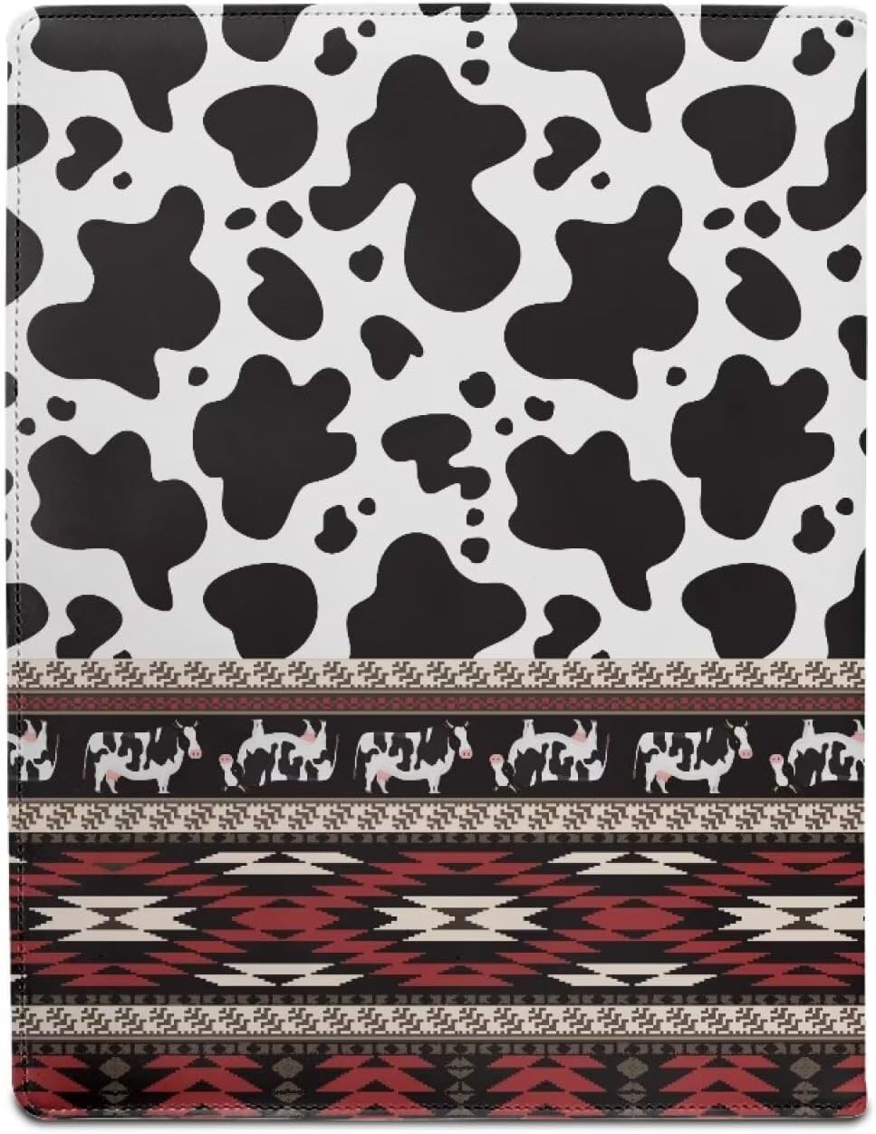 Coldinair Cow Print Business Padfolio Binder for Women Men Executive Portfolio Organizer, Resume Document Organizer Portfolio Notebook Organizer, Brown Aztec Southwest Navajo