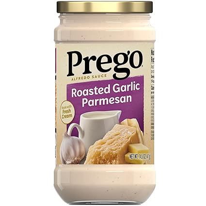 Prego Alfredo Pasta Sauce with Roasted Garlic and Parmesan Cheese, 14.5 oz Jar