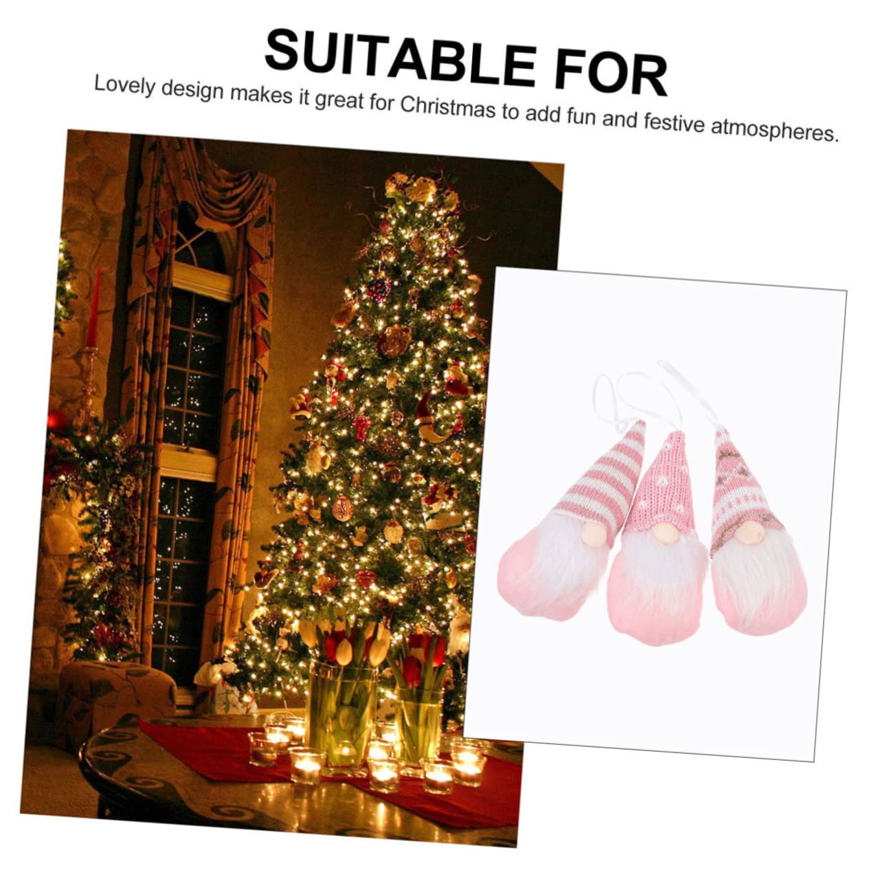 TOPBATHY STK Weihnachtspuppe GNOME Weihnachtsschmuck Weihnachtszwerge Dekorationen Weihnachtsblume Weihnachtsgesichtslose Plüsch Weihnachtsschmuck Wichtelanhänger Rosa Stoff