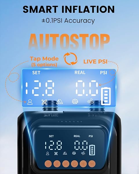 Rechargeable Gonfleur Paddle Electrique,Pompe à Air Portable Haute Pression(20 PSI),arrêt Automatique,Double Alimentation 12V DC & Batterie,avec 7 Buses à Air,pour Matelas Kayaks,Tentes,Noir - 5