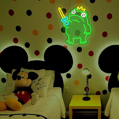 Miniatura 5 de GUAN-O Señales de neón de rana y príncipe, luces LED de neón para decoración de pared, dormitorio de niños, sala de juegos, sala de juegos,
