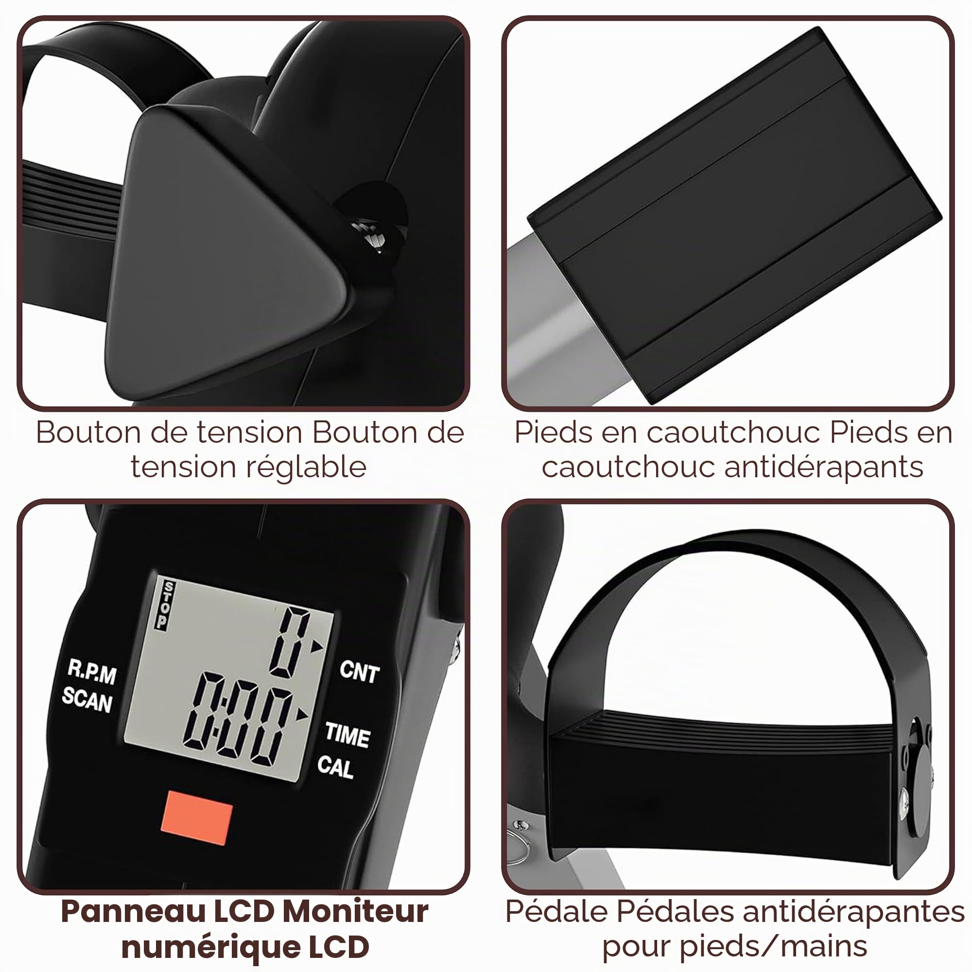 Techfit Mini Vélo d'appartement Formateur pour Bras et Jambes