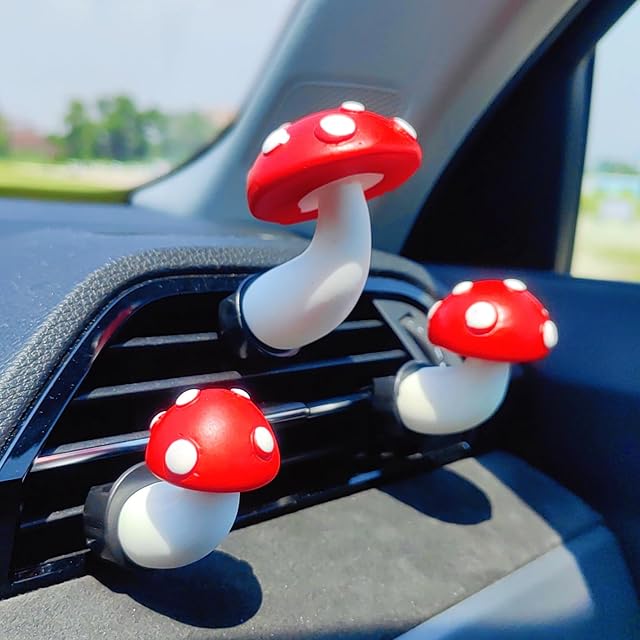 Voiture mignonne Air Rénovateurs de dispositifs d'évacuation, 3D Conception Diffuseur de champignons Vent Clip, Air Conditionnement Accessoires de Voiture pour Femmes et Hommes