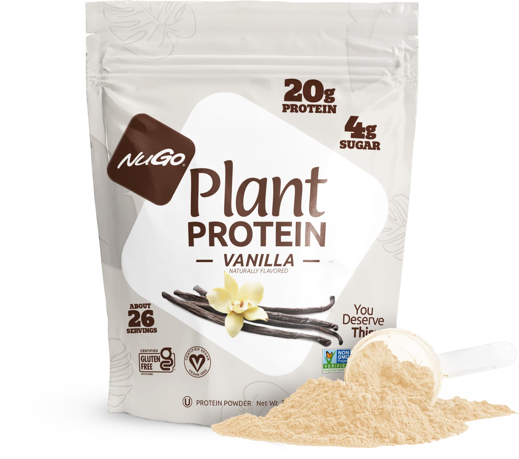 NuGo Plant Protein Powder, Vanilla, 20g Vegan Pea Protein, Low Sugar, Gluten Free, Dairy Free Ingredients, Soy Free, Non-GMO, Plant Based, Kosher, For